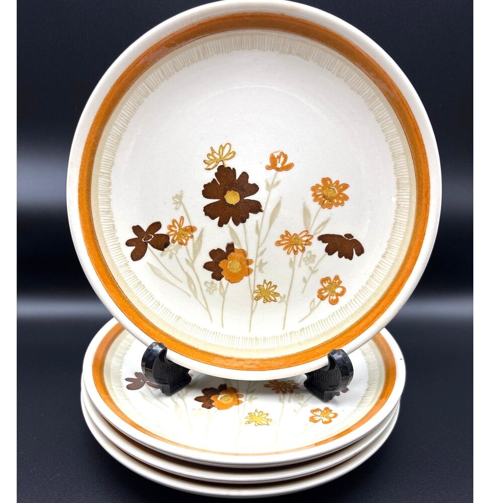 Royal USA Sunshine Bread & Butter Plates Set of Four (4) Retro Kitchen 1970s